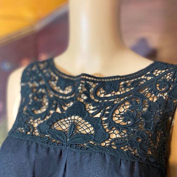Black A-Line Dress with Black Crochet Lace Size Small NWT - Picture 2 of 11